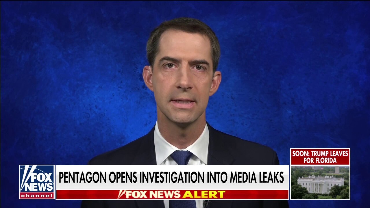 Sen. Tom Cotton reacts after Pentagon opens investigation into media leaks