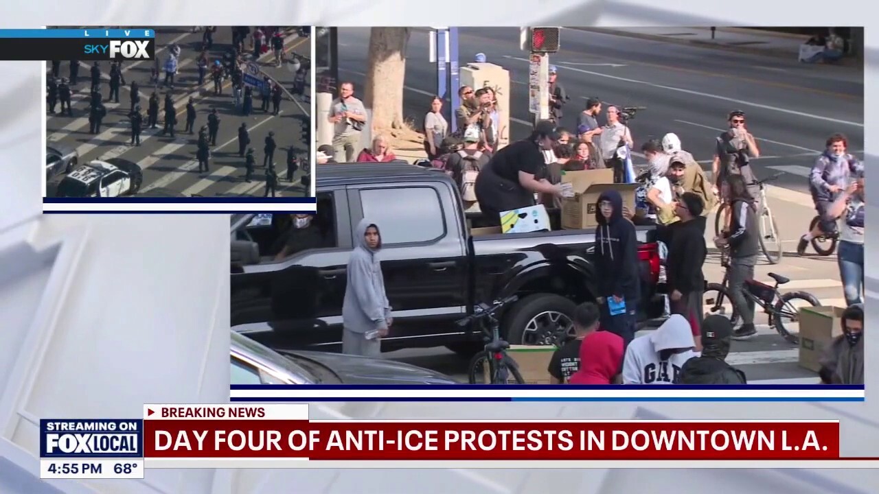 Group hands out riot gear masks during Los Angeles anti-ICE riots