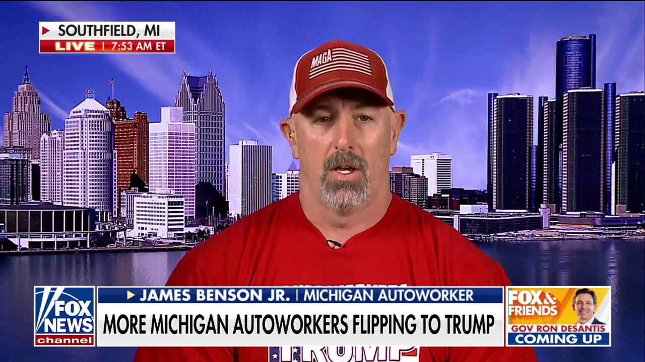 Michigan autoworker James Benson Jr. joined 'Fox & Friends' to discuss why more autoworkers are flocking to former President Trump and the impact of the Democrats' stance on EVs in the presidential race. 