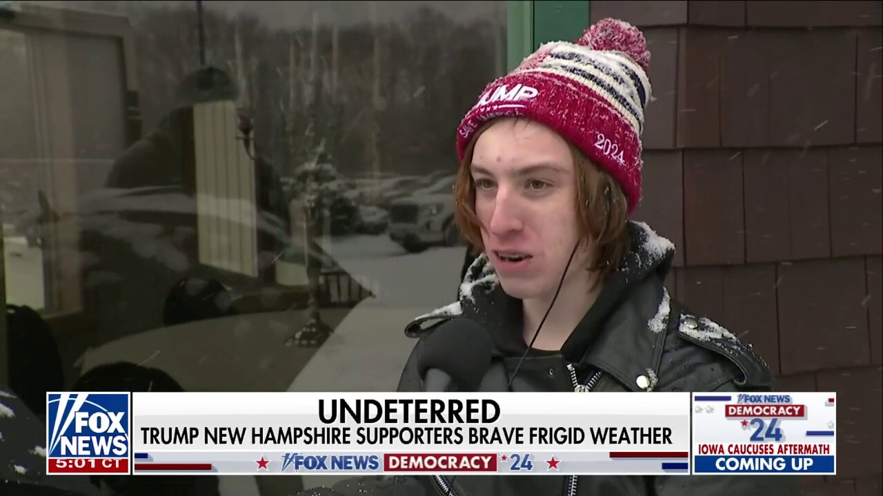 New Hampshire residents brave cold weather to see Trump