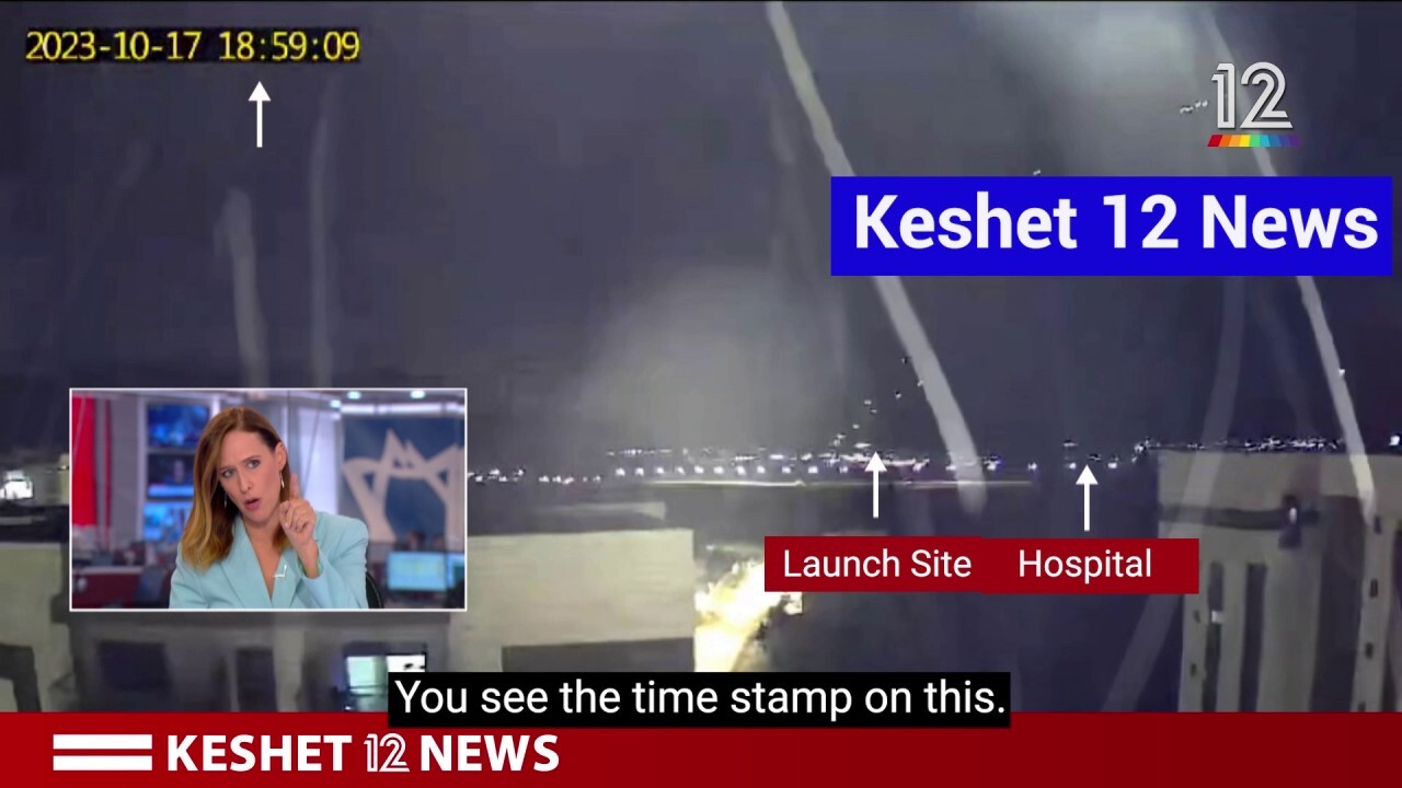 Israel's Keshet 12 News camera catches rocket launched from Gaza reportedly hitting hospital