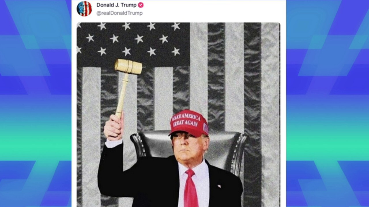 Trump posts picture on social media holding House speaker's gavel