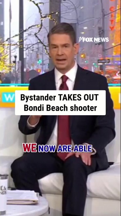 Video shows a bystander fighting back in Australia after appearing to disarm one of the suspected Bondi Beach shooters.