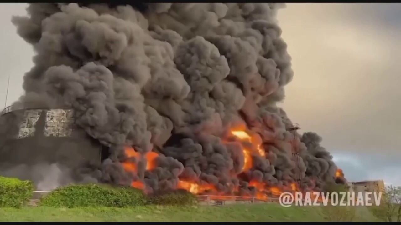 Huge oil reservoir fire in Crimea after drone attack