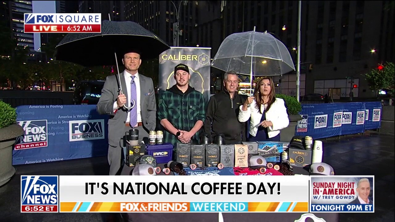 ‘Fox & Friends Weekend’ crew celebrates National Coffee Day in FOX Square