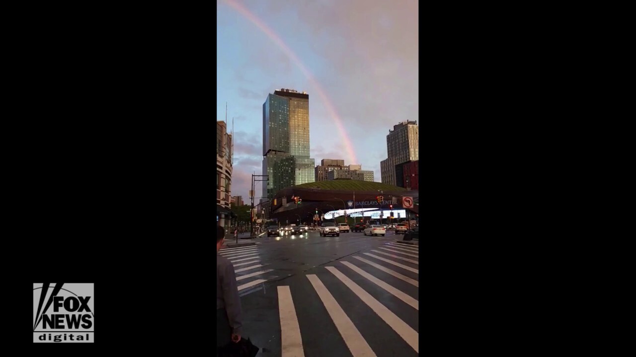 Rainbow spotted over iconic New York attraction