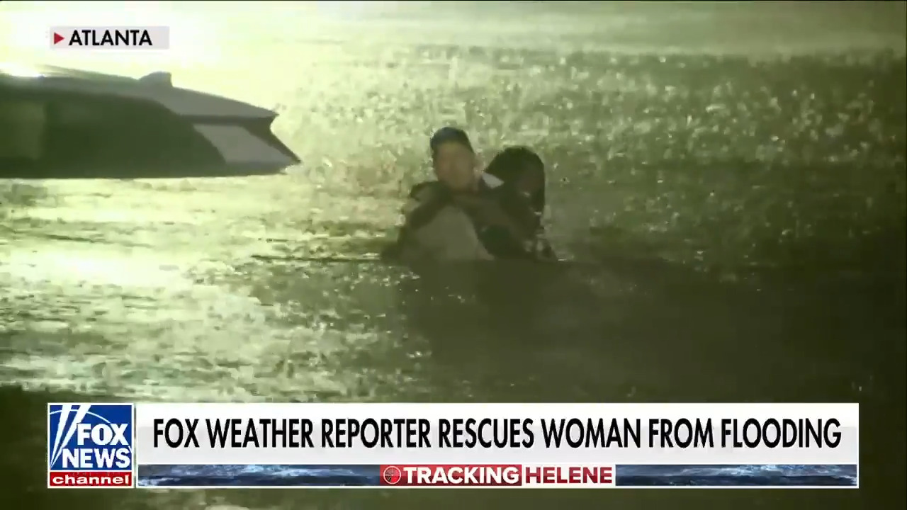 Hurricane Helene: FOX Weather meteorologist rescues woman from car as floodwaters rise during live footage