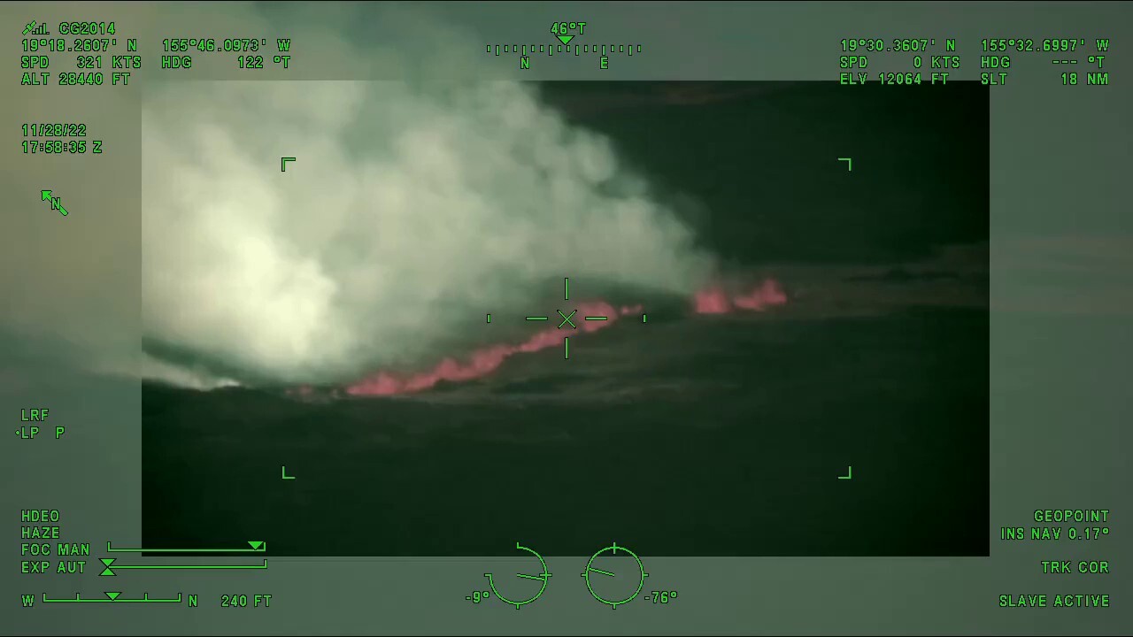 US Coast Guard aerial video shows Mauna Loa eruption lava flow on Hawaii's Big Island