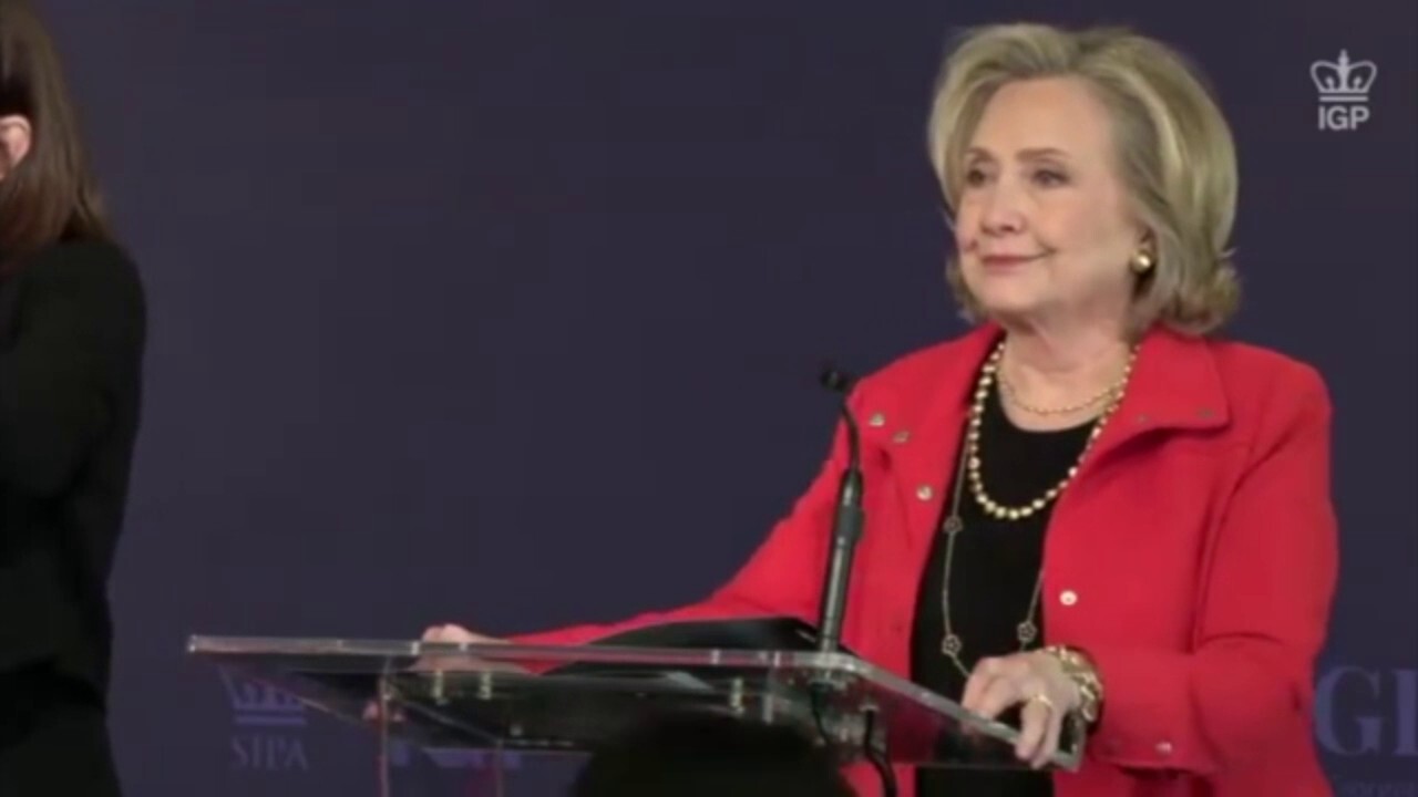 Hillary Clinton repeatedly interrupted by protesters at Columbia University