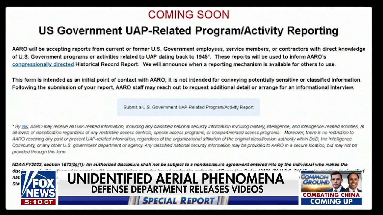 Pentagon launches website for UFO sightings | Fox News Video