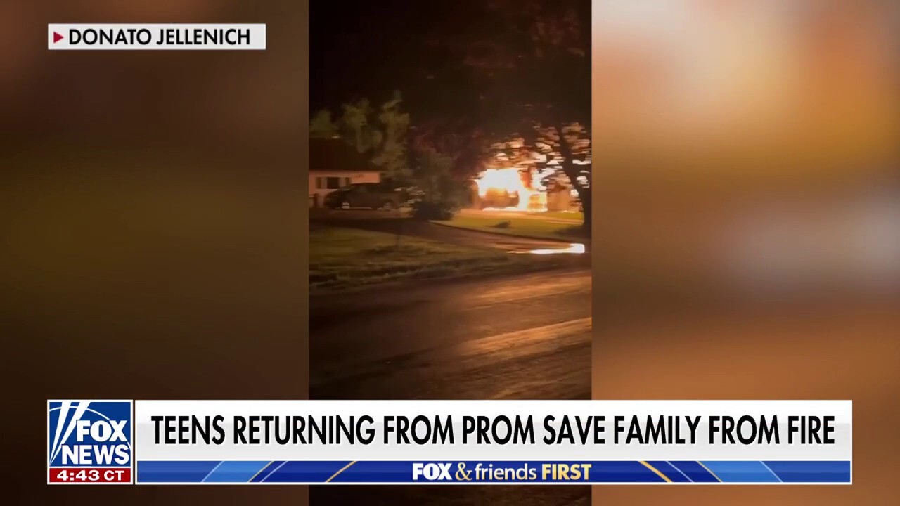Teens returning from prom help save family from fire