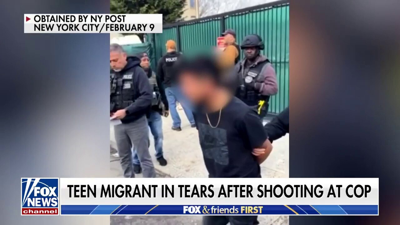 Teen migrant who shot at cops in Times Square seen in tears as he's taken into custody: Video