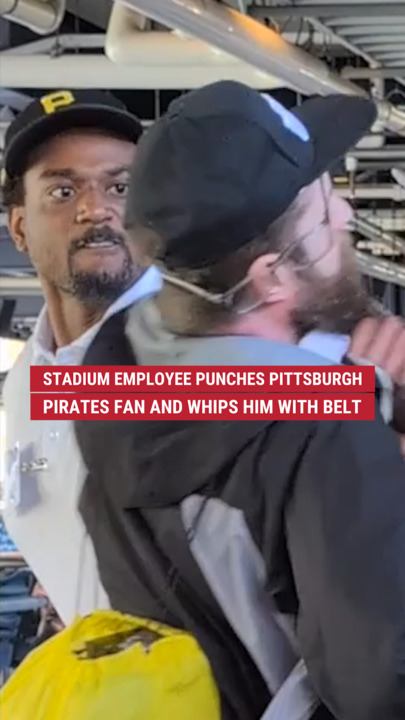 Stadium employee unloads on Pittsburgh Pirates fan—punches fly, whips him with his belt