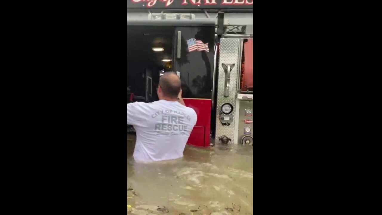 Video shows flooded fire truck being unloaded in Naples, FL 