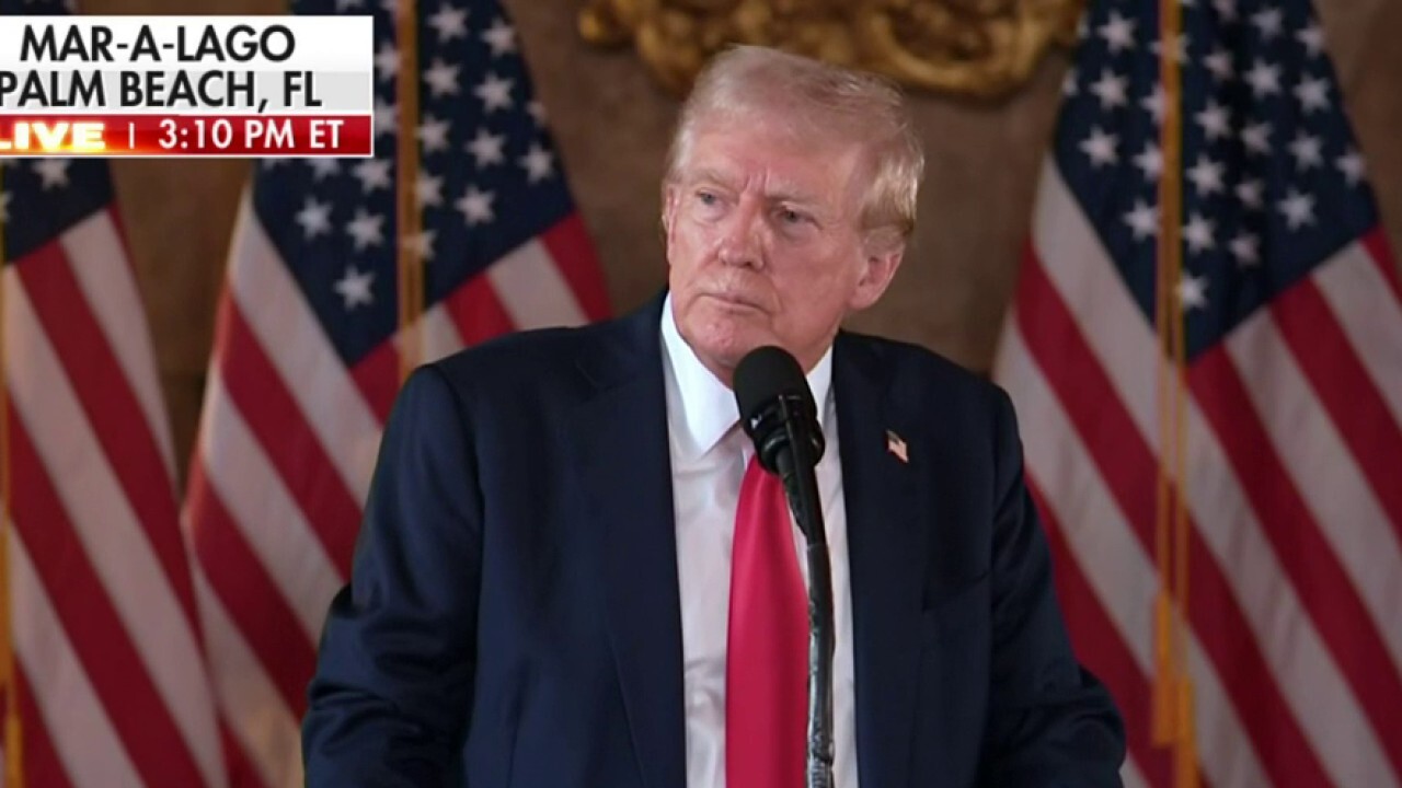 Former President Trump takes questions from reporters at Mar-a-Lago in Palm Beach, Fla., as the 2024 race heats up.