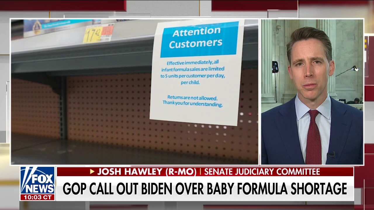 Josh Hawley slams the Biden administration over the baby formula crisis