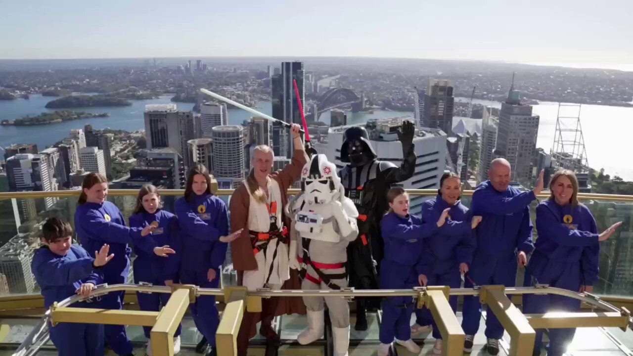 Children’s hospital patients celebrate Star Wars Day from the Sydney Tower