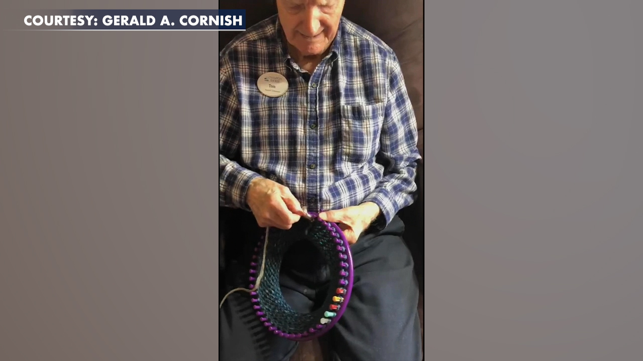 WWII vet knits hats for people in need