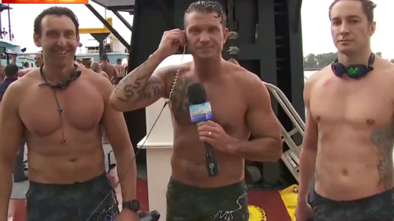 Pete Hegseth swims with Navy Seals to honor veterans