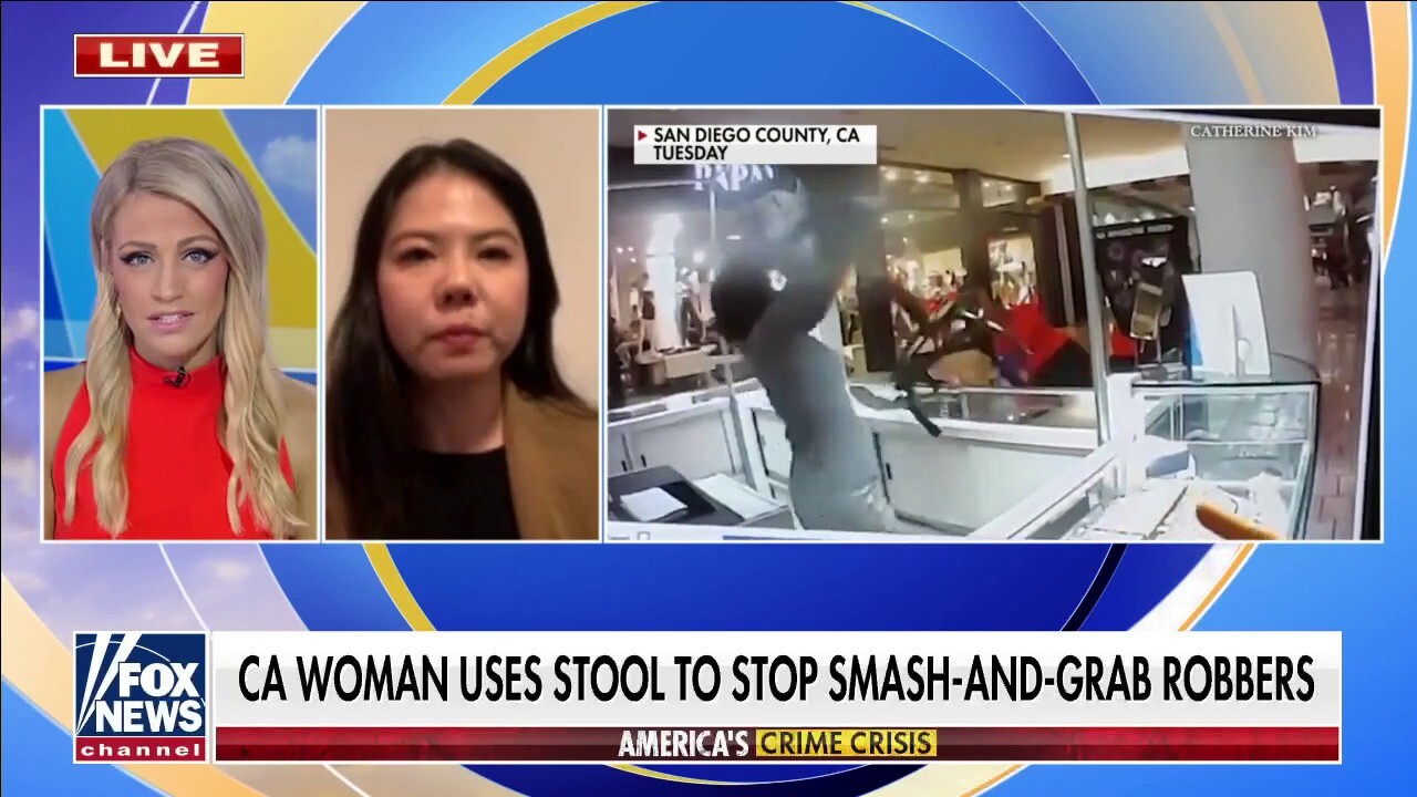Woman uses stool to stop 'smash-and-grab' robbery at California jewelry store