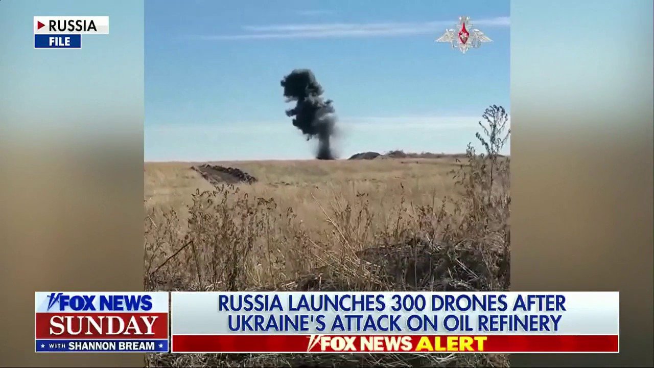 Russia launches 300 drones following Ukraine's strike on oil refinery