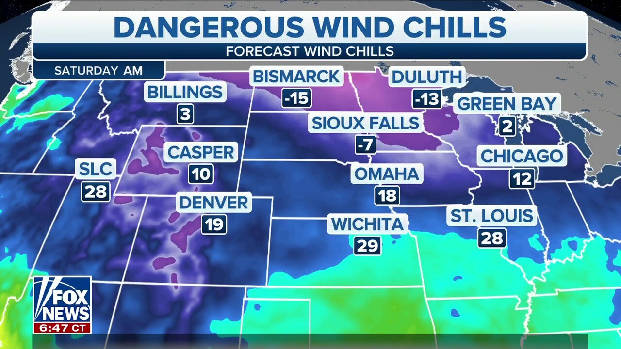 Dangerous wind chills forecasted for Northern Plains into Midwest