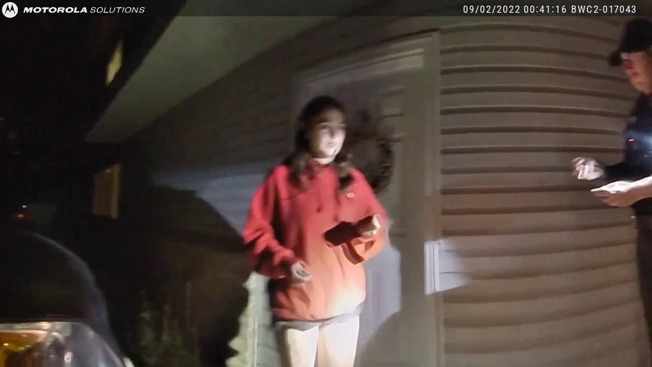 Moscow police bodycam shows Xana Kernodle speak with officers during noise complaint response 