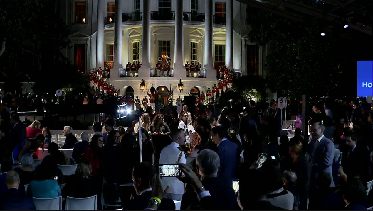 President Biden and Dr. Jill Biden deliver remarks on the White House South Lawn