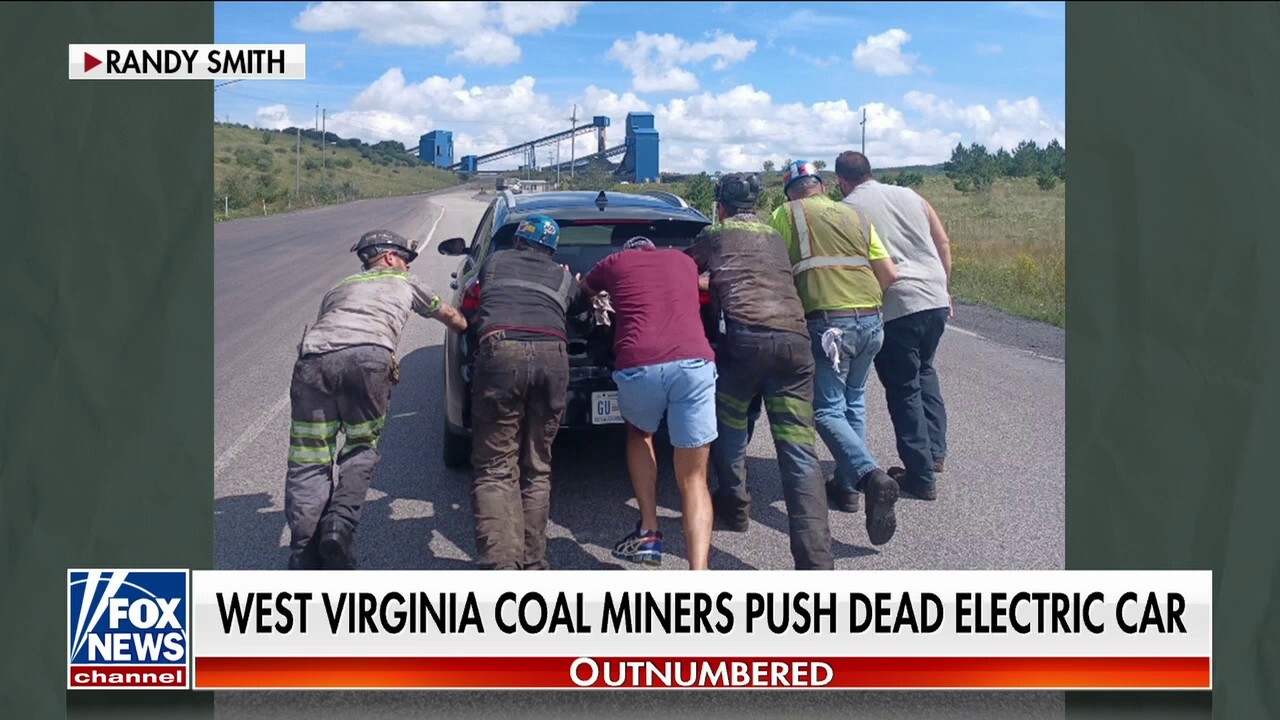 Coal miners shown pushing broken down electric vehicle Fox News Video