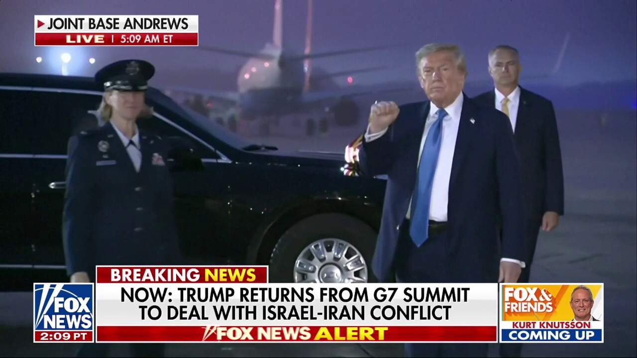 Trump lands at Joint Base Andrews after returning early from G7 summit