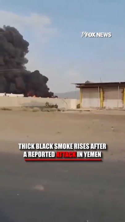 Thick, black smoke rises above Yemen as a result of reported Saudi-led retaliation strike against Houthis