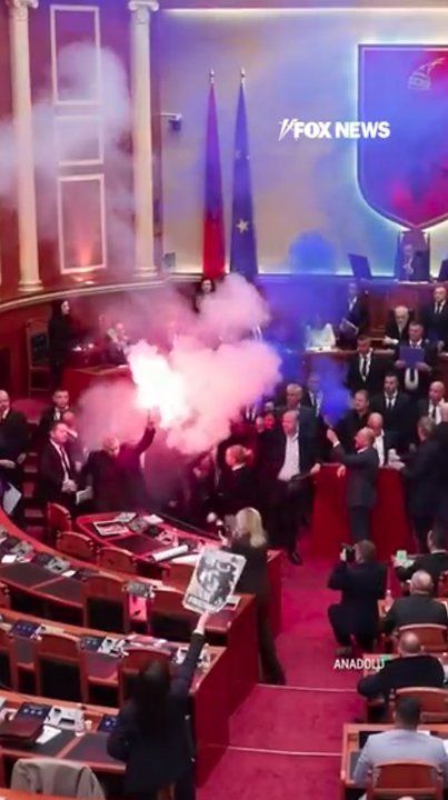 Chaos erupts in Albania parliament as lawmakers set off flares