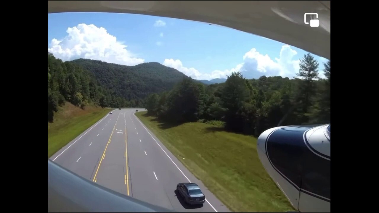 Plane makes an 'outstanding' landing on winding North Carolina highway