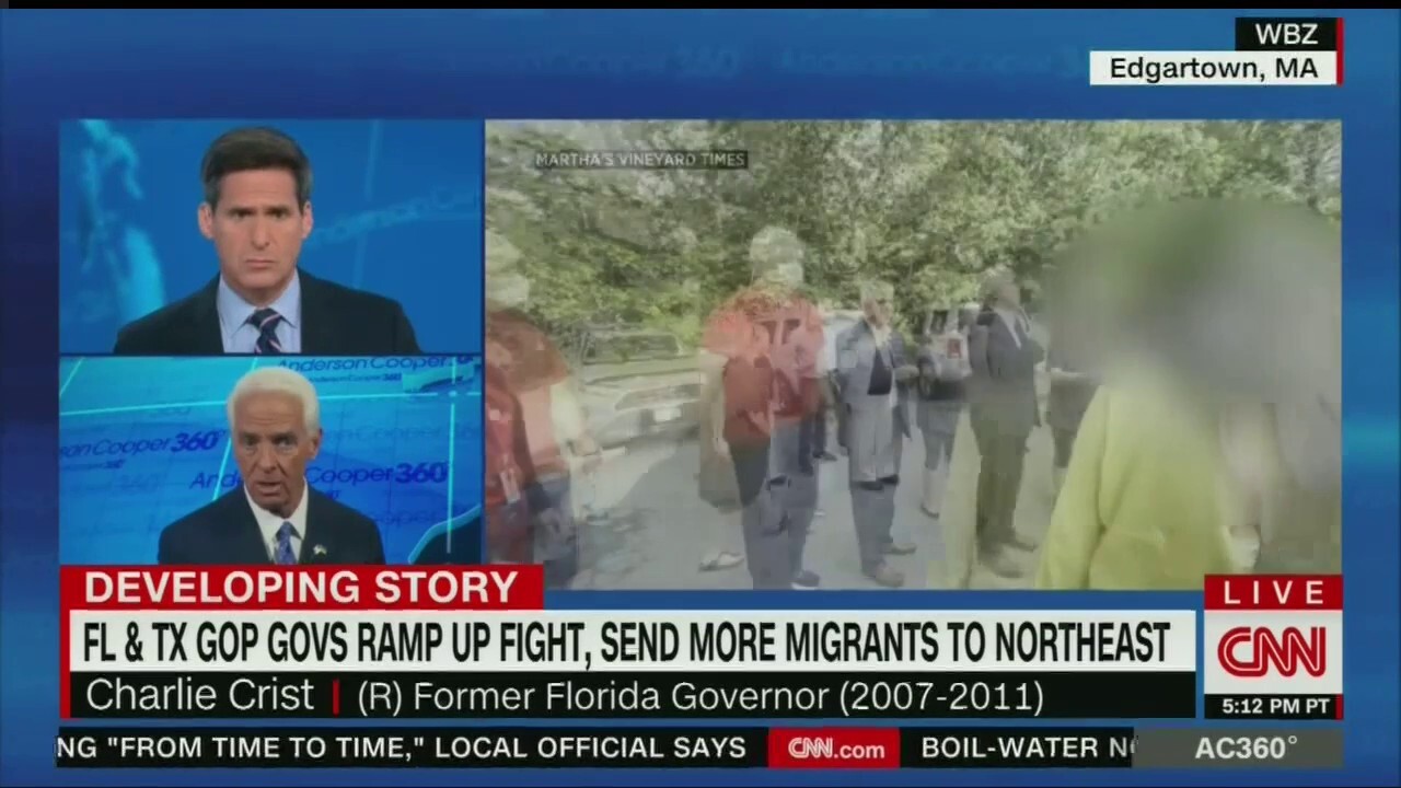 Florida Democratic gubernatorial nominee Charlie Crist responds to the migrants flow to Martha's Vineyard by Ron DeSantis