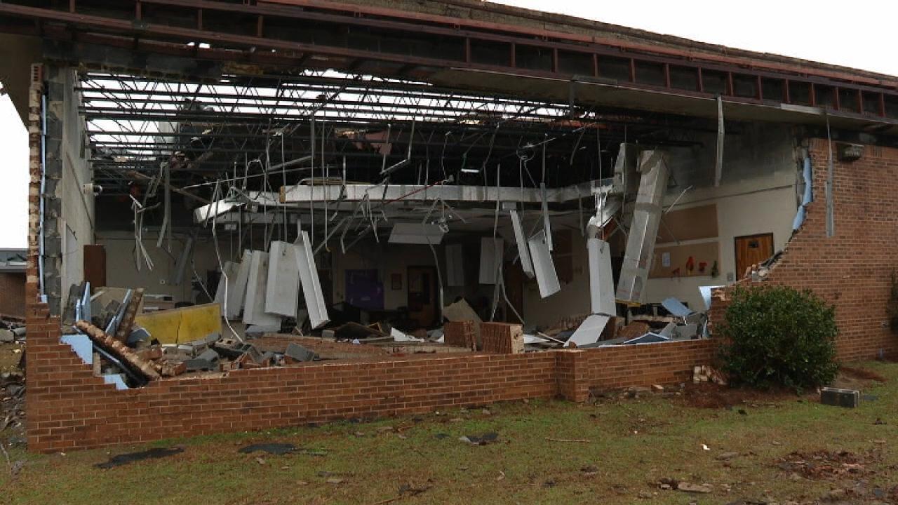 Tornado leaves extensive damage to South Carolina school making it look like a 'war zone'