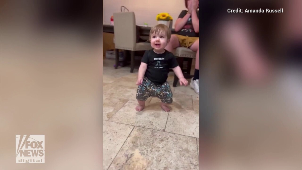 Baby's first steps are cool dance moves