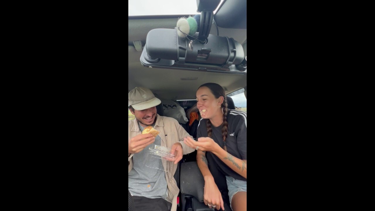 She said no to the pastry but 'kissed' him just to steal a giant bite instead