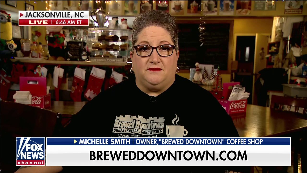 'Brewed Downtown' coffee shop owner Michelle Smith explains the struggle facing small business owners as prices rise and as she faces difficulty in getting key items.