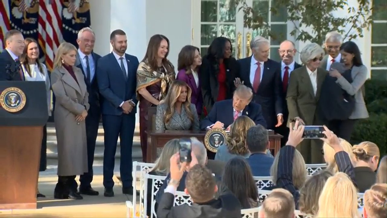 Trump invites Usha Vance and sleeping baby up for executive order signing