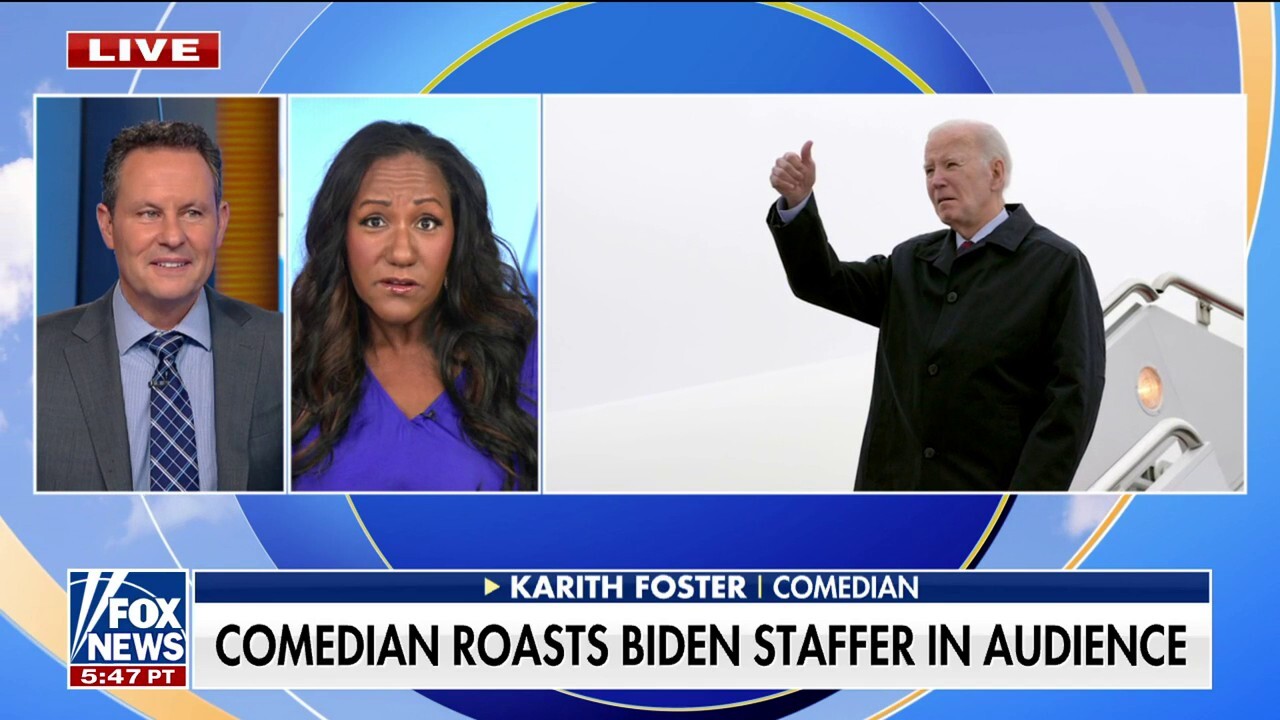 Comedian Karith Foster joins ‘Fox & Friends Weekend’ to discuss comedian Josh Ocean's jokes about a Biden staffer in his audience.