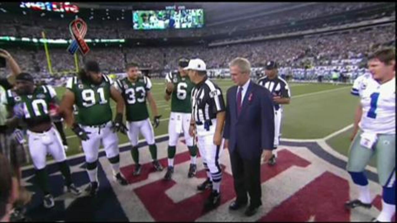 Former President W. Bush Flips Coin at NY Jets vs. Dallas Cowboys Game Latest News