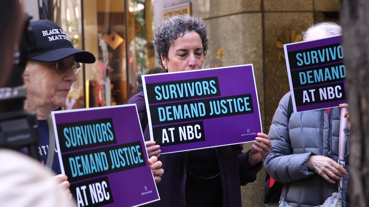 Protesters storm NBC over handling of Matt Lauer, Harvey Weinstein allegations