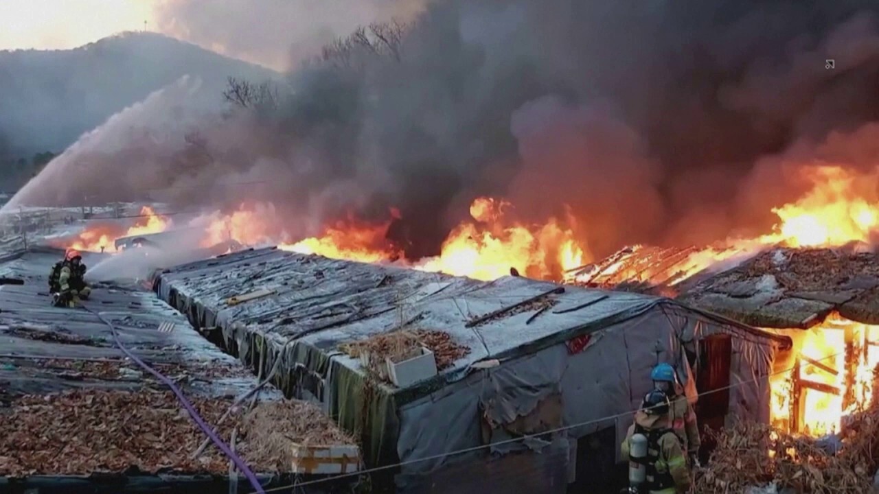 Video shows fire ripping through South Korea shanty town, forcing evacuations