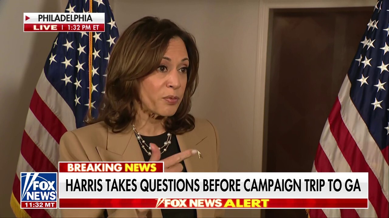 Kamala Harris holds rare press gaggle