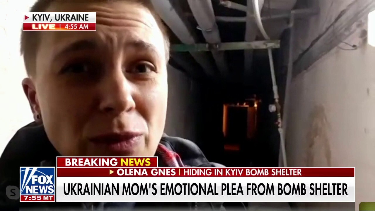 Ukrainian mom gives emotional plea from bomb shelter
