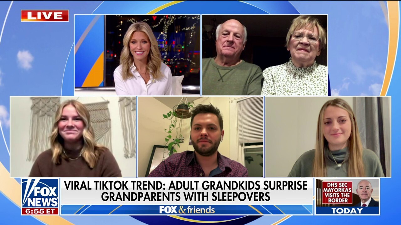 Adult grandchildren surprise grandparents with sleepover
