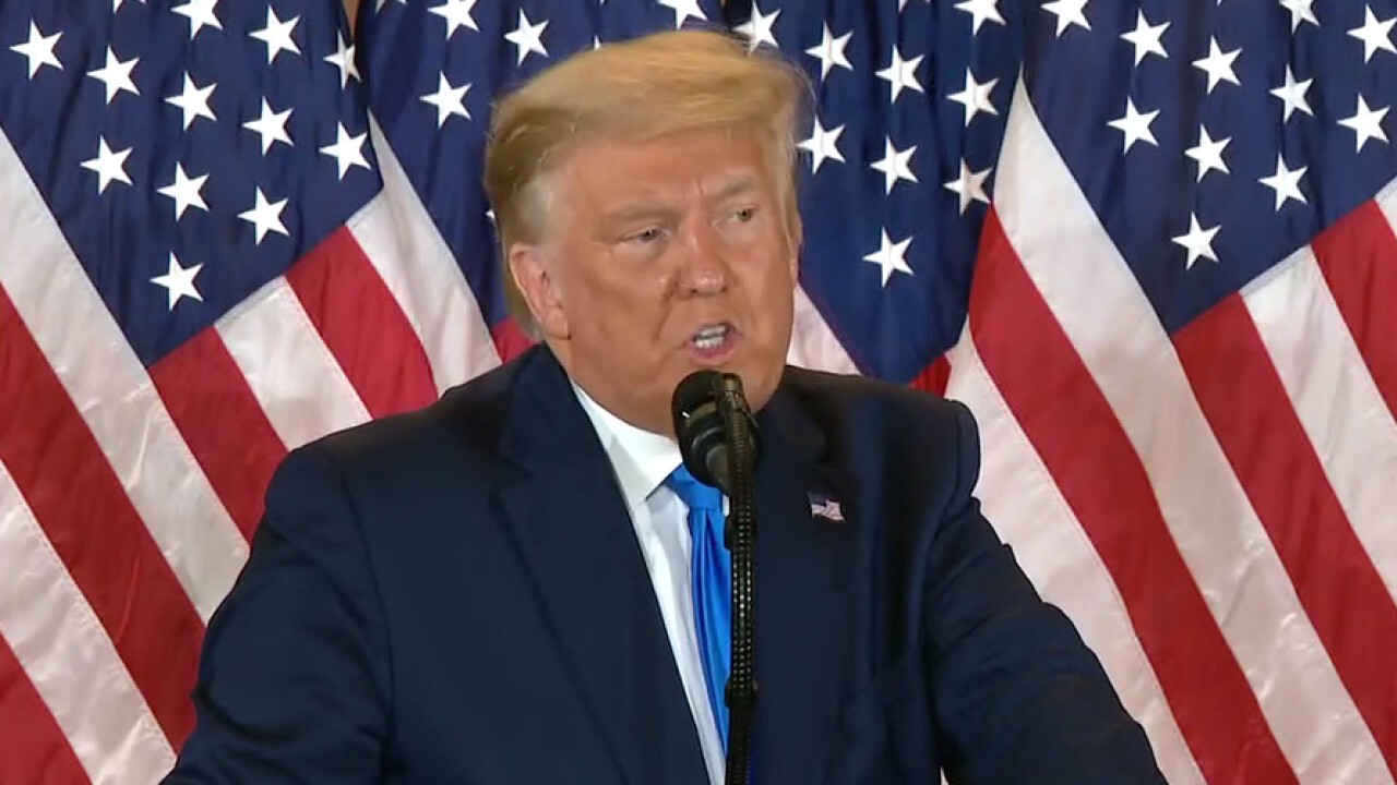 President and Vice President Mike Pence address 2020 election results from the East Room of the White House.