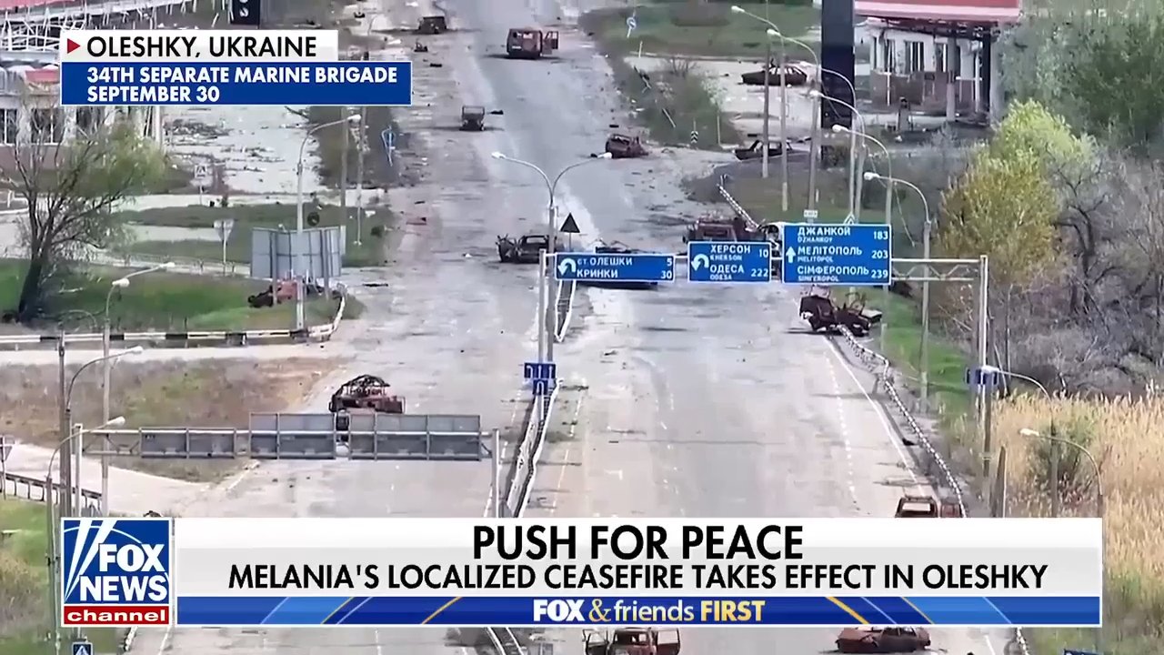 Melania Trump's localized ceasefire takes effect in Oleshky, Ukraine