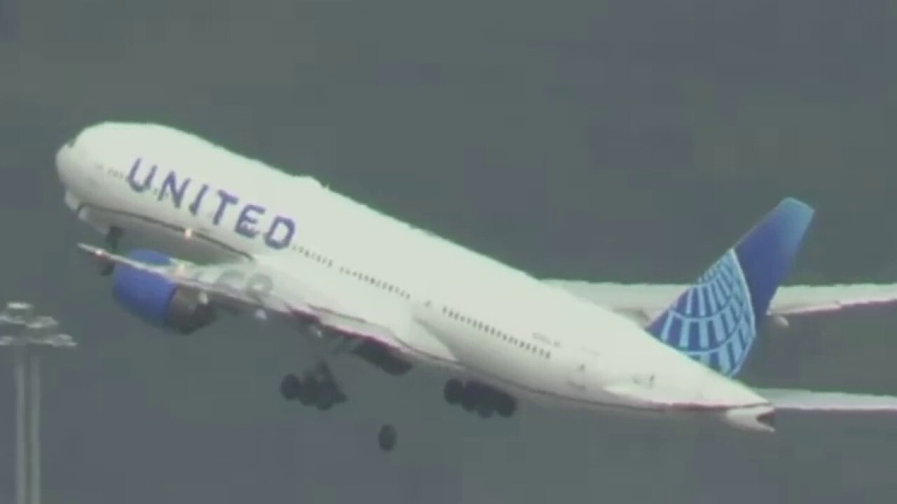 The flight, UA 35, bound for Osaka, Japan, lost a tire during takeoff at San Francisco International Airport on Thursday. The landing gear tire fell to the ground, damaging several parked vehicles at the airport. (Credit: CALI PLANES/ YouTube)