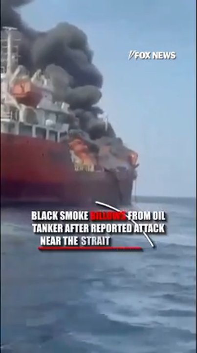 Smoke billows from tanker after reported attack near Strait of Hormuz
